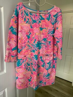 Lilly Pulitzer Pink & Teal Floral Print Dress